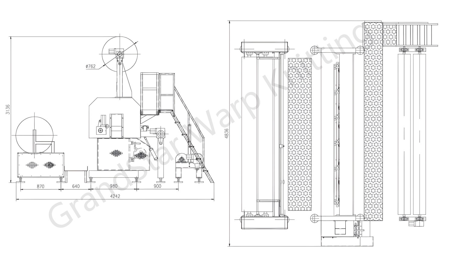 fiber-web stitch bonding machine drawing