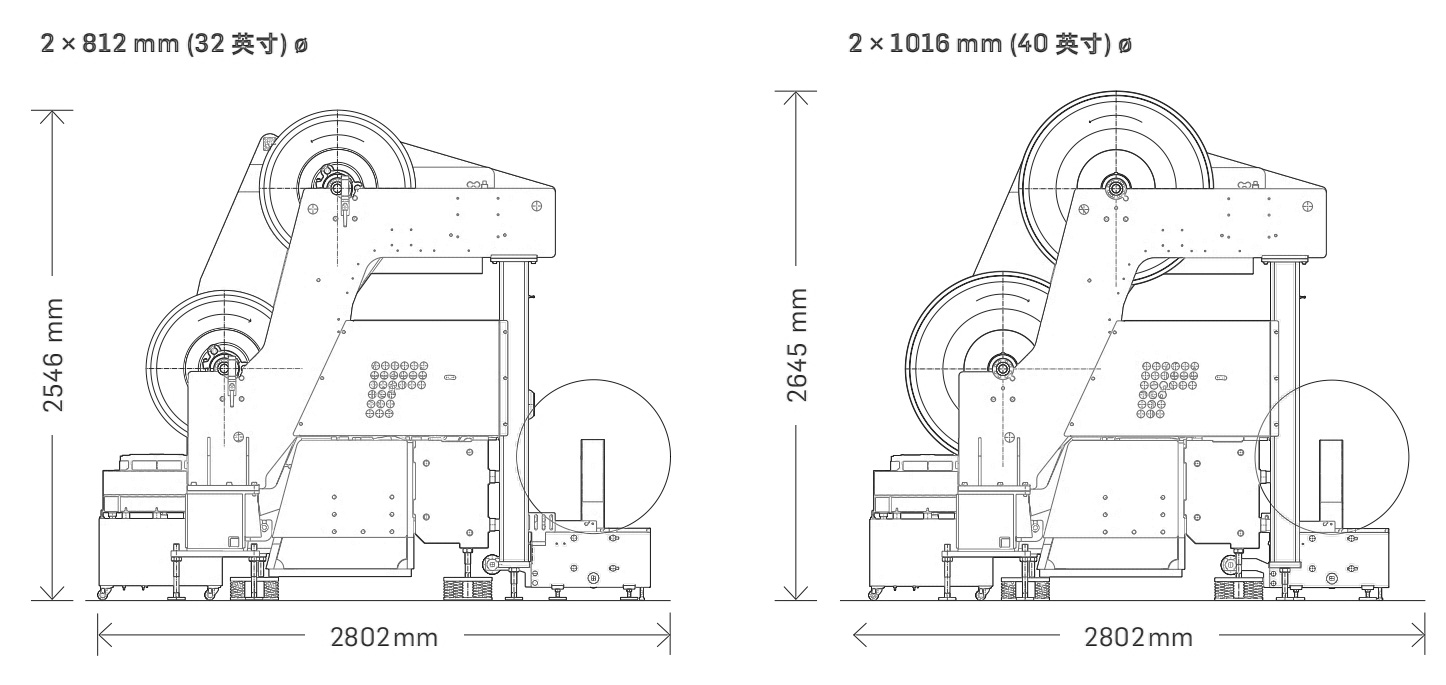 HKS2 tricot machine dimensions